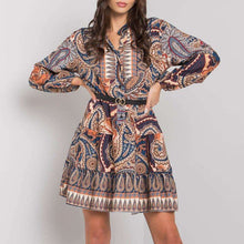 Load image into Gallery viewer, Lantern Long Sleeve Stand Collar Dress