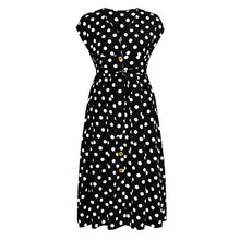 Load image into Gallery viewer, Polka Dot Waist V-Neck Dress