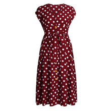Load image into Gallery viewer, Polka Dot Waist V-Neck Dress