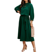 Load image into Gallery viewer, Women's Crew Neck Dress with Belt