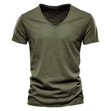 Load image into Gallery viewer, Plain Slub Cotton V-neck T-shirt