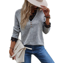 Load image into Gallery viewer, V Neck Lace Knit T-Shirt