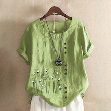 Load image into Gallery viewer, Pullover Print Cotton Linen T-Shirt