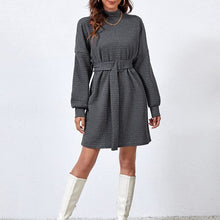 Load image into Gallery viewer, Long Sleeve Belt Dress