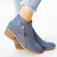 Load image into Gallery viewer, Women's Chunky Heel Side Zip Ankle Boots