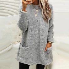 Load image into Gallery viewer, Pocket Crew Neck Casual Warm Long Sleeve T-Shirt Dress