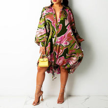 Load image into Gallery viewer, Modern Lapel Drawstring Shirt Dress