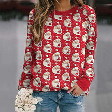 Load image into Gallery viewer, Christmas Print Crewneck Long Sleeved Fleece Sweatshirt