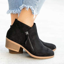 Load image into Gallery viewer, Women's Chunky Heel Side Zip Ankle Boots