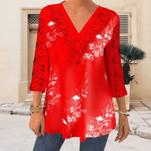 Load image into Gallery viewer, Lace Trim Three-quarter Sleeve Shirt