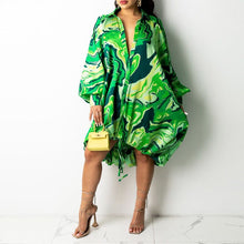 Load image into Gallery viewer, Modern Lapel Drawstring Shirt Dress