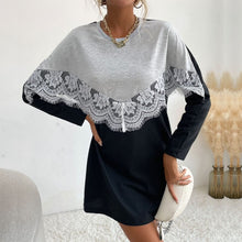 Load image into Gallery viewer, Lace Panel Sweatshirt Dress
