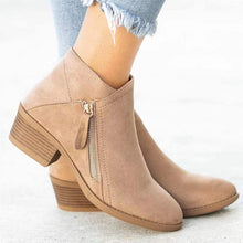 Load image into Gallery viewer, Women's Chunky Heel Side Zip Ankle Boots