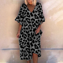Load image into Gallery viewer, Leopard Print V-Neck Loose Dress