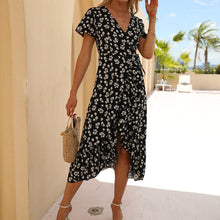 Load image into Gallery viewer, Chiffon Printed V-Neck Slit Beach Skirt