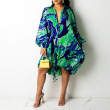 Load image into Gallery viewer, Modern Lapel Drawstring Shirt Dress