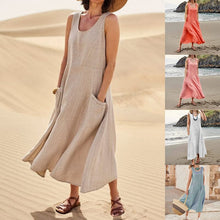 Load image into Gallery viewer, Women's Sleeveless Cotton And Linen Dress