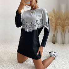 Load image into Gallery viewer, Lace Panel Sweatshirt Dress