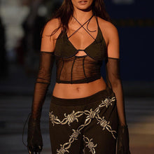 Load image into Gallery viewer, Mesh Sheer Off Shoulder Halter Top