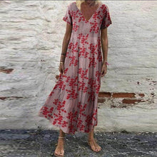 Load image into Gallery viewer, Women's Vintage Short Sleeve Maxi Dress