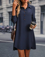 Load image into Gallery viewer, Solid color elegant shirt dress