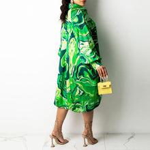 Load image into Gallery viewer, Modern Lapel Drawstring Shirt Dress