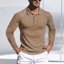 Load image into Gallery viewer, Stretch Vertical Long-sleeved Polo Sweater