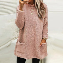 Load image into Gallery viewer, Pocket Crew Neck Casual Warm Long Sleeve T-Shirt Dress
