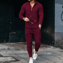 Load image into Gallery viewer, Men's Long Sleeve Athleisure Zip Stand Collar Suit