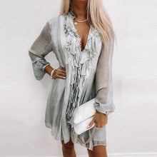 Load image into Gallery viewer, V-Neck Solid Chiffon Mini Dress