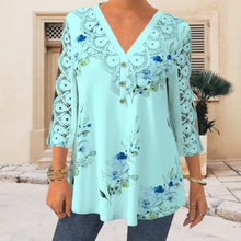 Load image into Gallery viewer, Lace Trim Three-quarter Sleeve Shirt