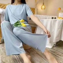Load image into Gallery viewer, Comfortable Ice Silk Short-sleeved T-shirt Two-piece set