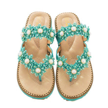 Load image into Gallery viewer, Women's Bohemian Sparkle Bling Flip Flops