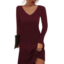 Load image into Gallery viewer, Solid Color Casual Deep V Dress
