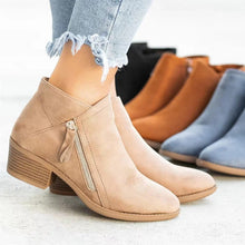 Load image into Gallery viewer, Women's Chunky Heel Side Zip Ankle Boots