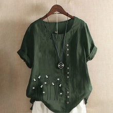 Load image into Gallery viewer, Pullover Print Cotton Linen T-Shirt