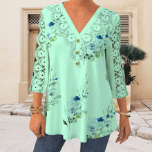 Load image into Gallery viewer, Lace Trim Three-quarter Sleeve Shirt