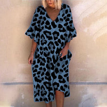 Load image into Gallery viewer, Leopard Print V-Neck Loose Dress
