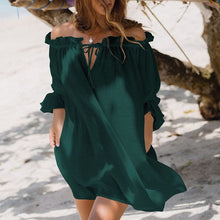 Load image into Gallery viewer, Offset Neck Tether Sexy Ruffle Dress