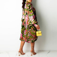 Load image into Gallery viewer, Modern Lapel Drawstring Shirt Dress
