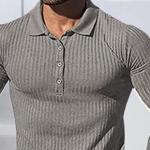 Load image into Gallery viewer, Stretch Vertical Long-sleeved Polo Sweater