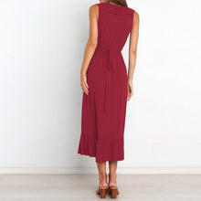 Load image into Gallery viewer, V Neck Ruffle Sleeveless Dress