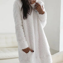 Load image into Gallery viewer, Solid Color Round Neck Warm Dress