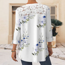 Load image into Gallery viewer, Lace Trim Three-quarter Sleeve Shirt
