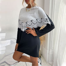 Load image into Gallery viewer, Lace Panel Sweatshirt Dress