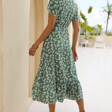 Load image into Gallery viewer, Chiffon Printed V-Neck Slit Beach Skirt