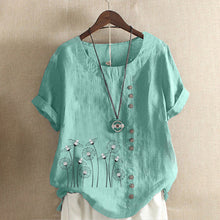 Load image into Gallery viewer, Pullover Print Cotton Linen T-Shirt