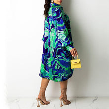 Load image into Gallery viewer, Modern Lapel Drawstring Shirt Dress