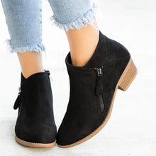 Load image into Gallery viewer, Women's Chunky Heel Side Zip Ankle Boots