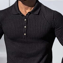 Load image into Gallery viewer, Stretch Vertical Long-sleeved Polo Sweater